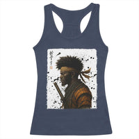 Afro American Samurai Racerback Tank Top Japanese Vintage Graphic Sumie Katana - Wonder Print Shop