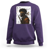Afro American Samurai Sweatshirt Japanese Vintage Graphic Sumie Katana - Wonder Print Shop