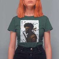 Afro American Samurai T Shirt For Women Japanese Vintage Graphic Sumie Katana - Wonder Print Shop