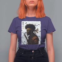Afro American Samurai T Shirt For Women Japanese Vintage Graphic Sumie Katana - Wonder Print Shop