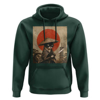 Vintage Samurai Black Cat Japanese Katana Hoodie Ukiyoe Cat Lover Gift