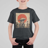 Vintage Samurai Black Cat Japanese Katana T Shirt For Kid Ukiyoe Cat Lover Gift