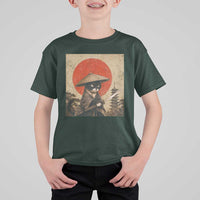 Vintage Samurai Black Cat Japanese Katana T Shirt For Kid Ukiyoe Cat Lover Gift