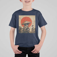 Vintage Samurai Black Cat Japanese Katana T Shirt For Kid Ukiyoe Cat Lover Gift