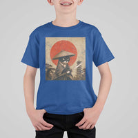Vintage Samurai Black Cat Japanese Katana T Shirt For Kid Ukiyoe Cat Lover Gift