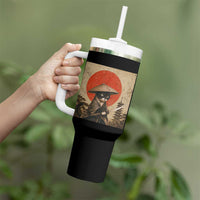 Vintage Samurai Black Cat Japanese Katana Tumbler With Handle Ukiyoe Cat Lover Gift