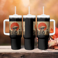 Vintage Samurai Black Cat Japanese Katana Tumbler With Handle Ukiyoe Cat Lover Gift