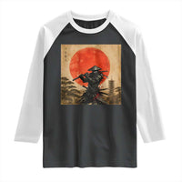 Japanese Samurai Raglan Shirt Warrior With Katana Vintage Ukiyoe Style - Wonder Print Shop