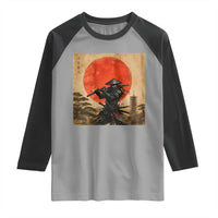Japanese Samurai Raglan Shirt Warrior With Katana Vintage Ukiyoe Style - Wonder Print Shop