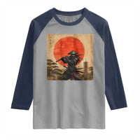 Japanese Samurai Raglan Shirt Warrior With Katana Vintage Ukiyoe Style - Wonder Print Shop