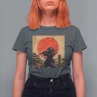 Japanese Samurai T Shirt For Women Warrior With Katana Vintage Ukiyoe Style - Wonder Print Shop