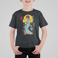 Horror Samurai Geisha Skull T Shirt For Kid Japanese Kimono And Katana - Wonder Print Shop