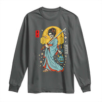 Horror Samurai Geisha Skull Long Sleeve Shirt Japanese Kimono And Katana - Wonder Print Shop