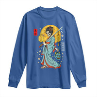 Horror Samurai Geisha Skull Long Sleeve Shirt Japanese Kimono And Katana - Wonder Print Shop