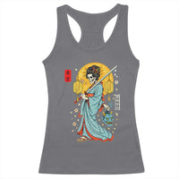 Horror Samurai Geisha Skull Racerback Tank Top Japanese Kimono And Katana - Wonder Print Shop