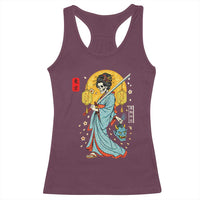 Horror Samurai Geisha Skull Racerback Tank Top Japanese Kimono And Katana - Wonder Print Shop