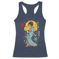 Horror Samurai Geisha Skull Racerback Tank Top Japanese Kimono And Katana - Wonder Print Shop