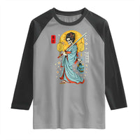 Horror Samurai Geisha Skull Raglan Shirt Japanese Kimono And Katana - Wonder Print Shop