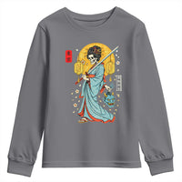 Horror Samurai Geisha Skull Youth Sweatshirt Japanese Kimono And Katana - Wonder Print Shop