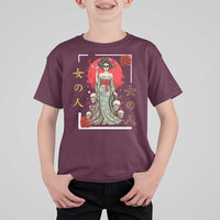 Gothic Japanese Geisha Skeleton T Shirt For Kid Wearing Kimono - Wonder Print Shop