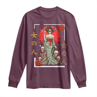 Gothic Japanese Geisha Skeleton Long Sleeve Shirt Wearing Kimono - Wonder Print Shop