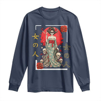 Gothic Japanese Geisha Skeleton Long Sleeve Shirt Wearing Kimono - Wonder Print Shop
