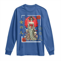 Gothic Japanese Geisha Skeleton Long Sleeve Shirt Wearing Kimono - Wonder Print Shop