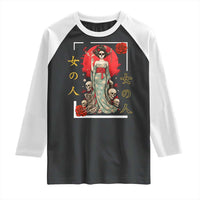 Gothic Japanese Geisha Skeleton Raglan Shirt Wearing Kimono - Wonder Print Shop