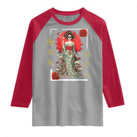 Gothic Japanese Geisha Skeleton Raglan Shirt Wearing Kimono - Wonder Print Shop