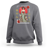 Gothic Japanese Geisha Skeleton Sweatshirt Wearing Kimono - Wonder Print Shop