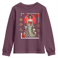 Gothic Japanese Geisha Skeleton Youth Sweatshirt Wearing Kimono - Wonder Print Shop