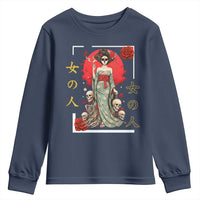 Gothic Japanese Geisha Skeleton Youth Sweatshirt Wearing Kimono - Wonder Print Shop