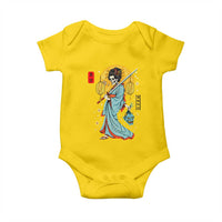 Gothic Samurai Geisha Skeleton Baby Onesie Japanese Kimono And Katana - Wonder Print Shop