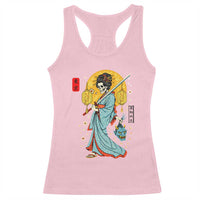 Gothic Samurai Geisha Skeleton Racerback Tank Top Japanese Kimono And Katana - Wonder Print Shop