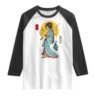 Gothic Samurai Geisha Skeleton Raglan Shirt Japanese Kimono And Katana - Wonder Print Shop