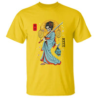 Gothic Samurai Geisha Skeleton T Shirt Japanese Kimono And Katana - Wonder Print Shop