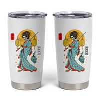 Gothic Samurai Geisha Skeleton Tumbler Cup Japanese Kimono And Katana