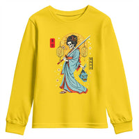 Gothic Samurai Geisha Skeleton Youth Sweatshirt Japanese Kimono And Katana - Wonder Print Shop