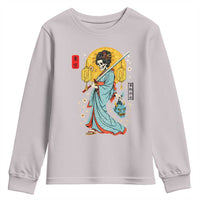 Gothic Samurai Geisha Skeleton Youth Sweatshirt Japanese Kimono And Katana - Wonder Print Shop