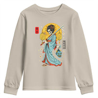 Gothic Samurai Geisha Skeleton Youth Sweatshirt Japanese Kimono And Katana - Wonder Print Shop
