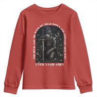 Christian Knight Templar Crusader Youth Sweatshirt The Devil Saw Me With My Head Down And Thought He'd Won