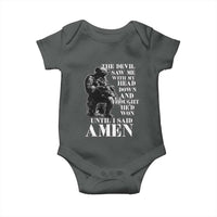 Military Christian Warrior Baby Onesie The Devil Saw Me With My Head Down And Thought He'd Won