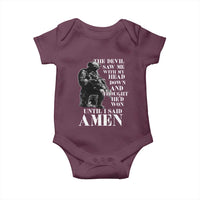 Military Christian Warrior Baby Onesie The Devil Saw Me With My Head Down And Thought He'd Won