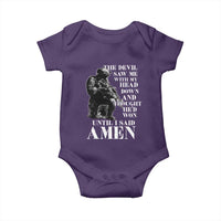 Military Christian Warrior Baby Onesie The Devil Saw Me With My Head Down And Thought He'd Won