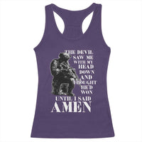 Military Christian Warrior Racerback Tank Top The Devil Saw Me With My Head Down And Thought He'd Won