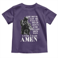 Military Christian Warrior Toddler T Shirt The Devil Saw Me With My Head Down And Thought He'd Won