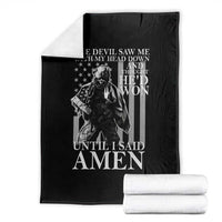 Military Soldier Skull Christian Faith Throw Blanket The Devil Saw Me With My Head Down And Thought He'd Won
