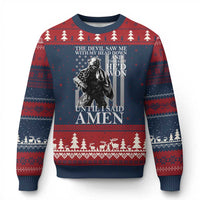 Military Soldier Skull Christian Faith Ugly Christmas Sweater The Devil Saw Me With My Head Down And Thought He'd Won