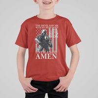 Military Soldier Skull Christian Faith T Shirt For Kid The Devil Saw Me With My Head Down And Thought He'd Won