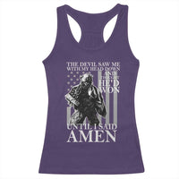 Military Soldier Skull Christian Faith Racerback Tank Top The Devil Saw Me With My Head Down And Thought He'd Won